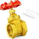 GASHER 1PCS 1 Inch Brass industrial Gate Valve, Heavy-duty Rotary Sluice Valve With Female x Female Threads, With Wheel Handle, For Water, Oil, Gas