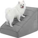 Dog Stairs for Small Dogs, Dog Ramp for Bed 15.3''H, Pet Stairs for High Bed Balanced, Non-Slip Pet Steps for Couch Indoor, Washable Cover and High-Density Shredded Foam, Dark Grey