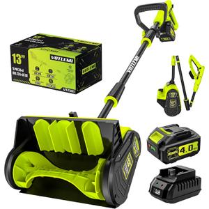 40V Cordless Snow Shovel, 13 Inch 4.0Ah Electric Snow Shovel with Directional Plate, Brushless Cordless Snow Blower for Pathway, Patio, Deck, Driveway, Green