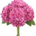 LINSIE 4 Pcs Artificial Hydrangea Silk Flowers with Stems, 19.7" Rose Pink Faux Hydrangeas Bouquet, 240 Petals, Suitable for Shady Places & Waterproof Fake Flower for Outdoor Wedding Home Decor