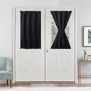 Hiasan French Door Curtains for Small Window, Rod Pocket Short Front Sidelight Curtain, 1 Panel (Black, W 24 inch x L 40 inch)