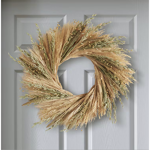 Dried Wheat Wreath, Fall Wreath for Front Door, Pampas Dried Flower for All Seasons, Boho Wall Decor, Farmhouse Rustic Floral DIY Wreath Arrangement