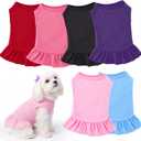 6 Pieces Dog Dresses Shirt Skirt Sleeveless Dress Breathable Pet Shirts with Ruffles Puppy Sundress Outfits for Dogs and Cats (S Size)