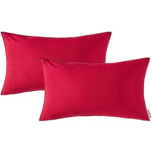MIULEE Pack of 2 Decorative Outdoor Waterproof Pillow Covers Garden Cushion Sham Throw Pillowcase Shell for Spring Patio Tent Couch 12x20 Inch Red