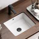 Rectangular Undermount Bathroom Sink, QISHKA 16" x 13.5" Ceramic Undercounter Vanity Sink White Porcelain Vessel Sink, Rectangle Wash Basin with Overflow for Restroom, 16" x 13.5" x 7.3"