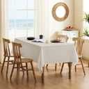 Textured Tablecloth Rectangle Waterproof Table Cloth, Washable Table Cover Wrinkle Free Fabric Tabletop Decoration for Kitchen, Dining, Wedding, Parties, 60 x 144 Inch, Ivory