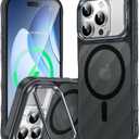 [Camera Ring Stand+Wave Magnetic Back] for iPhone 16 Pro Max Case, [Fit for Magsafe][Non-Slip Edge] Matte Translucent Protective Phone Case Cover Men Women for iPhone 16 Promax 6.9", Black