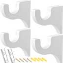 4 Pack Wooden Curtain Rod Brackets Curtain Rod Holder Wood Brackets Classics 3 1/2" Return Bracket for 2" Pole (White)