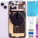 14 Plus Back Glass Replacement with Plate & Flex Cable and All Parts for iPhone 14plus Back Cover Glass (Purple, 6.7 Inch) + Waterproof Tape + Repair Tools (Purple)