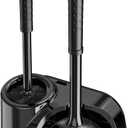 Toilet Brush and Plunger Set: 2-in-1 Heavy Duty Toilet Plunger and Bowl Brush Combo with Holder for Bathroom Cleaning - Black