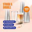 Stack Man [100 Pack - 24 oz.] Clear Disposable Plastic Cups PET Crystal Clear Disposable 24oz Plastic Cups