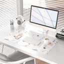 2 x QIYI Large Mouse Pad, Floral Desk Mat for Desktop, Women Girls PU Leather Waterproof Gaming Mousepad, Computer Laptop Flower Desk Accessories Protector Writing Pad for School Office Home 31.5" x 15.7"