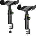 Vondynote Set of 2 Dual Side Clamping Studio Monitor Stands Short Desktop Clamp Speaker Stands Height Adjustable Extendable Top Plate Mounted by Screws