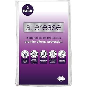 Allerease Zippered Pillow Protector Premier Allergy Protection, Queen Size,2Pack