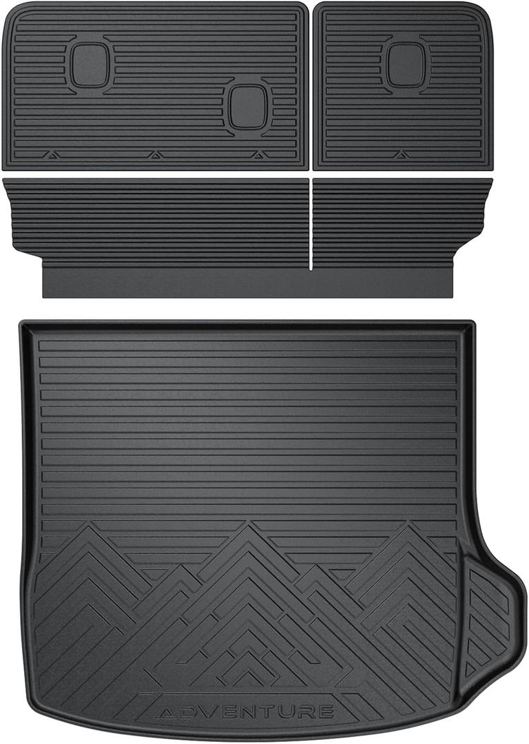 T TGBROS Cargo Mat for Jeep Grand Cherokee 2022-2025 2026 All Weather Cargo Trunk Mat Cargo Liner Back Seat Cover Protector TPE Black Non-Slip 3PCS (5 Seats Include 4XE, NOT for L)