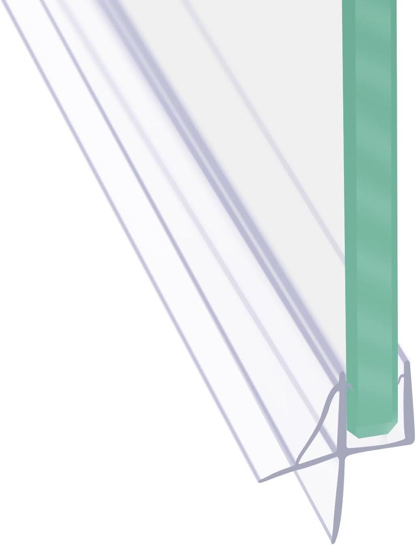 Frameless Shower Door Bottom Seal Shower Sweep with Drip Rail for 3/16 Inch Glass,36 Inch Long, Vinyl, Clear