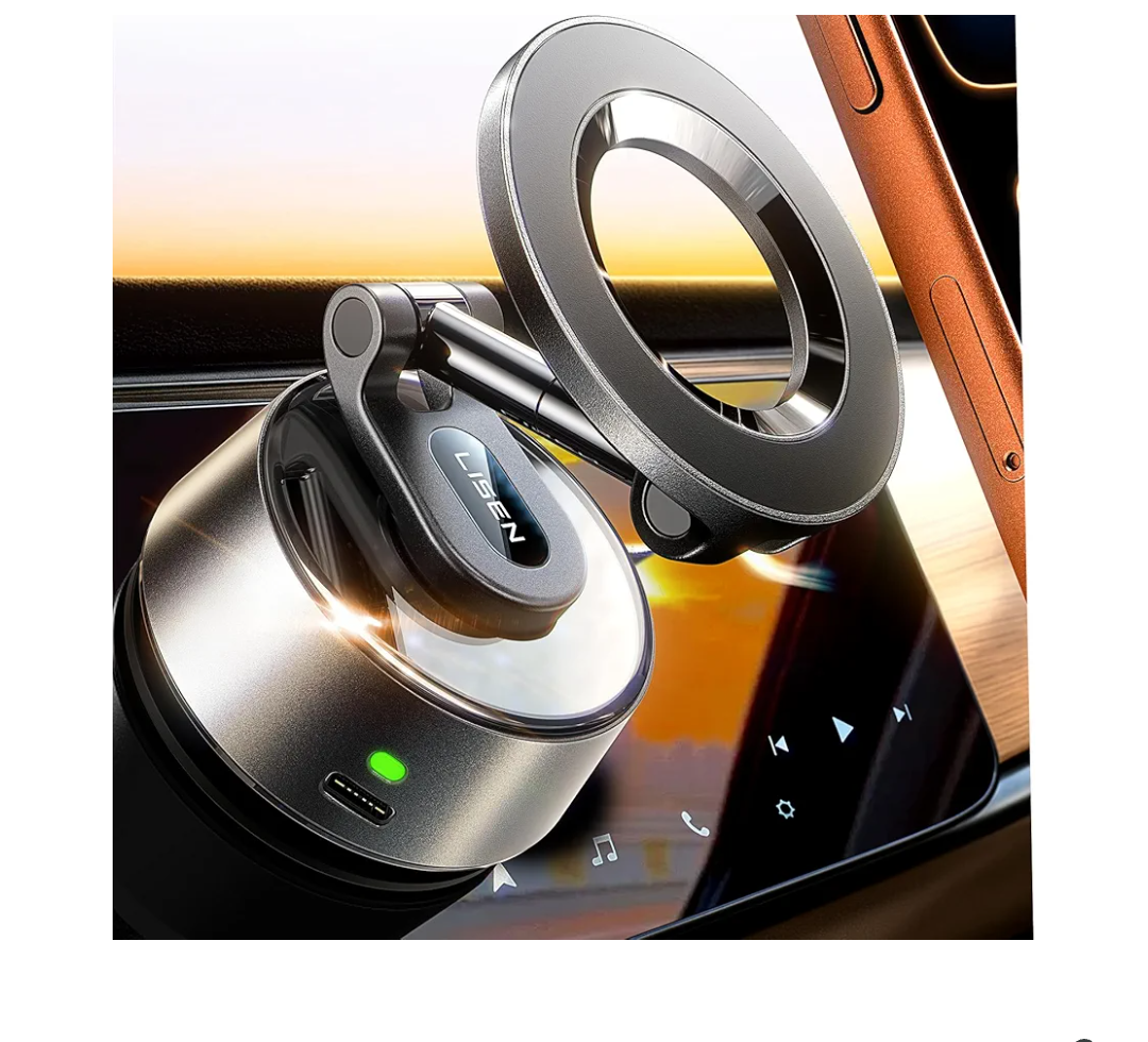 LISEN SuctionPro Phone Holder for Car【Auto Vacuum 3.0】, Magnetic Phone Holder with Suction Cup, Car Mount for Magsafe Universal Car Accessories Gifts for Men Women for iPhone 17 Pro Max Air 16 15 14