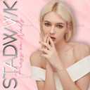 Cat Eye Press on Nails Medium Square Fake Nails with Colorful Gradient Designs Cute Nails Press ons Glossy Pink Acrylic Green False Yellow Stick on Nails for Women 24Pcs