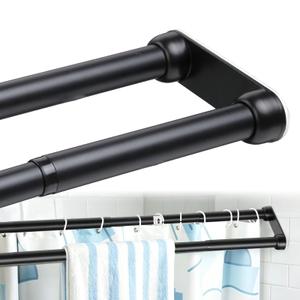 51.4"-87" Tension Double Shower Curtain Rod, No Drilling & Size Adjustable