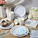175 Pcs Something Blue Before I Do Bridal Shower Party Tableware Sets Something Blue Paper Plates Cup and Napkins Bridal Shower Disposable Tableware for 25 Guests for Wedding Engagement Bachelorette