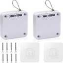 SHIMIDO Upgraded Punch-Free 1000g Automatic Screen Door Closer, Storm Door Closer, Sliding Screen Auto Door Closer with Steel Drawstring for Bathroom, Bedroom, Studyroom, etc.2 Pack White