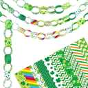 Morcheiong 300 Paper Chains Bright Color Paper Strips for Crafting DIY St. Patrick's Day Party Decorations Supplies