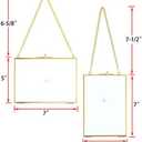 JUXYES Picture Frame, Set of 2 Brass Floater Frame, Golden Glass, 5 x 7 inches, Modern Art Design, Wall Hanging