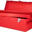 URREA Storage Box - Heavy Duty 20" x 7" x 7" Metal Tool Box with Chrome Plated Metallic Latch & Durable PVC Handle - D5