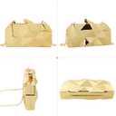 Reberomantic Women Lattice Pattern Metal Handbag Chain Geometric Evening Clutch Purse