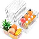 12 Pack Middle Organizers and Storage, Pantry Organization and Storage Bins, Cabinet Organizer, Clear Plastic Storage Containers with Handle，Acrylic Storage Bins for Cabinet, Fridge