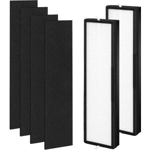 HFD320 Filter Replacement for Honeywell Air Purifier HFD300 HFD310 HFD314 HFD320 | Capture Pet Dander, Dust, Smoke - 2 Pack True HEPA and 4 Pack Replacement Carbon Pre-filter, Used for Home