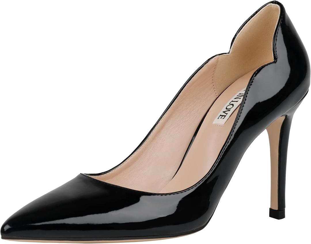 JOY IN LOVE Pumps for Women 3.5" Stiletto High Heels Pointy Toe Pumps Shoes Black 9.5US