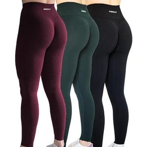 AUROLA Workout Leggings for Women Seamless Scrunch Tights Tummy Control Gym Fitness Girl Sport Active Yoga Pants (X-Large, Black+ponderosa Green+black Cherry) AUROLA Workout Leggings for Women Seamless Scrunch Tights Tummy Control Gym Fitness Girl Sport Active Yoga Pants (X-Large, Black+ponderosa Green+black Cherry)