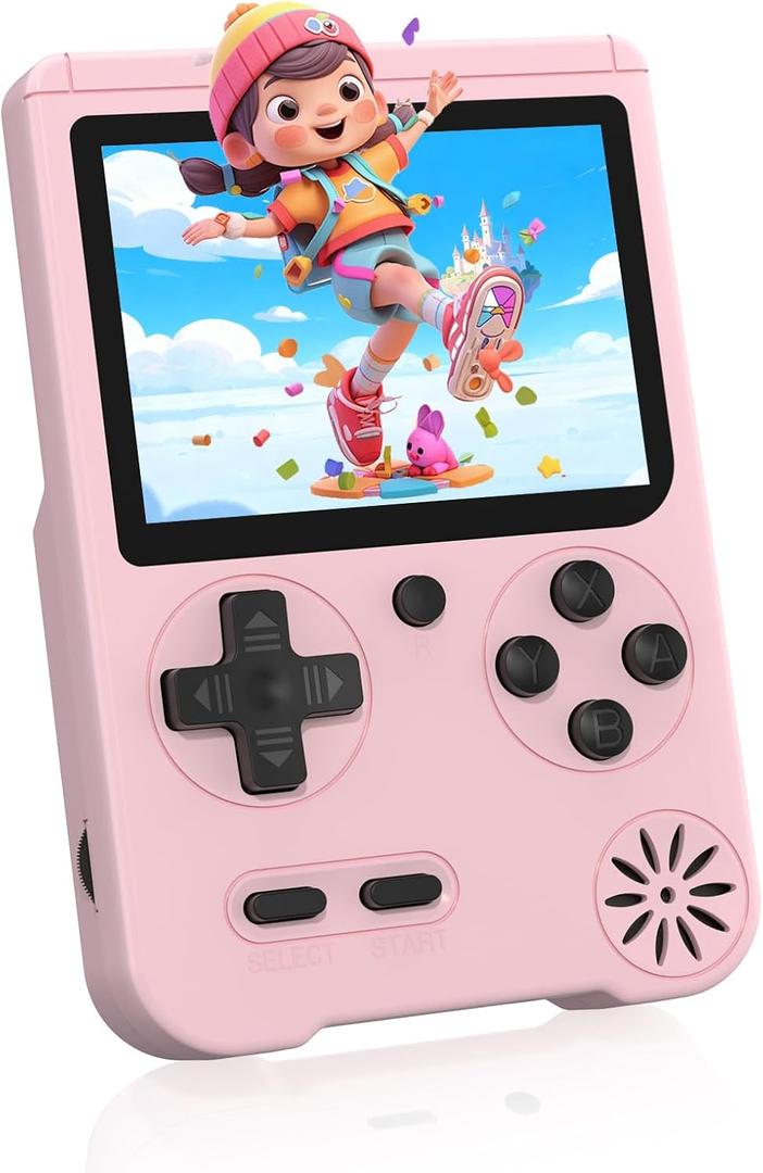 Handheld Game Console, Preloaded 500 Retro Video Games with 3.0 inch LCD Screen, 1200mAh Rechargeable Battery, Mini Arcade Electronic Gaming 1-Player Xmas Birthday Gift for Boys & Girls (Pink)