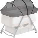 DUOMI Bassinet Cover with Two-Way Zipper,Portable Bassinet Mosquito Net Cover for Cats to Keep Pets Out(Black)