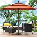EliteShade USA 10-Year-Non-Fading 11ft 3-Tier Market Patio Umbrella, Commercial Grade Outdoor Table Umbrella with Crank Open, Windproof & UPF 50+ UV Protection, Heavy Duty Ventilation for Garden, Deck, Pool, Backyard, Beach & Bistro, No Tilt, Rust
