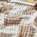 EMME Checkered Cotton Blanket Twin Large 60"x80" 100% Muslin for Couch Breathable Cooling Gauze All Season Soft and Lightweight Pre-Washed (Light Tan)