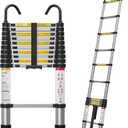 Molong 10.5ft telescoping Ladder Multi-Purpose Collapsible Ladder with Hook, Aluminum Extension Ladders for Home, Folding Telescoping Ladder for RV, Attic, Daily Use at Home, 330 lbs