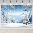 Mocsicka 8x6ft Winter Forest Backdrop Winter Wonderland Christmas Party Background Decorations Snowy Christmas Tree Photo Prop Supplies