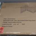 PAWLAND Free Standing Dog Gates for The House Stairs Doorways Indoor Foldable Wooden Small White Puppy Pet Gate Step Over Fence 60" W 24" H 3 Panels