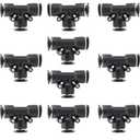 10PCS Pneumatic Union Tee Push to Connect Fittings, PBT Plastic T Shape 1/2"x 1/2" Tube OD Quick Connector for Home Garage Air Brake Air Bag