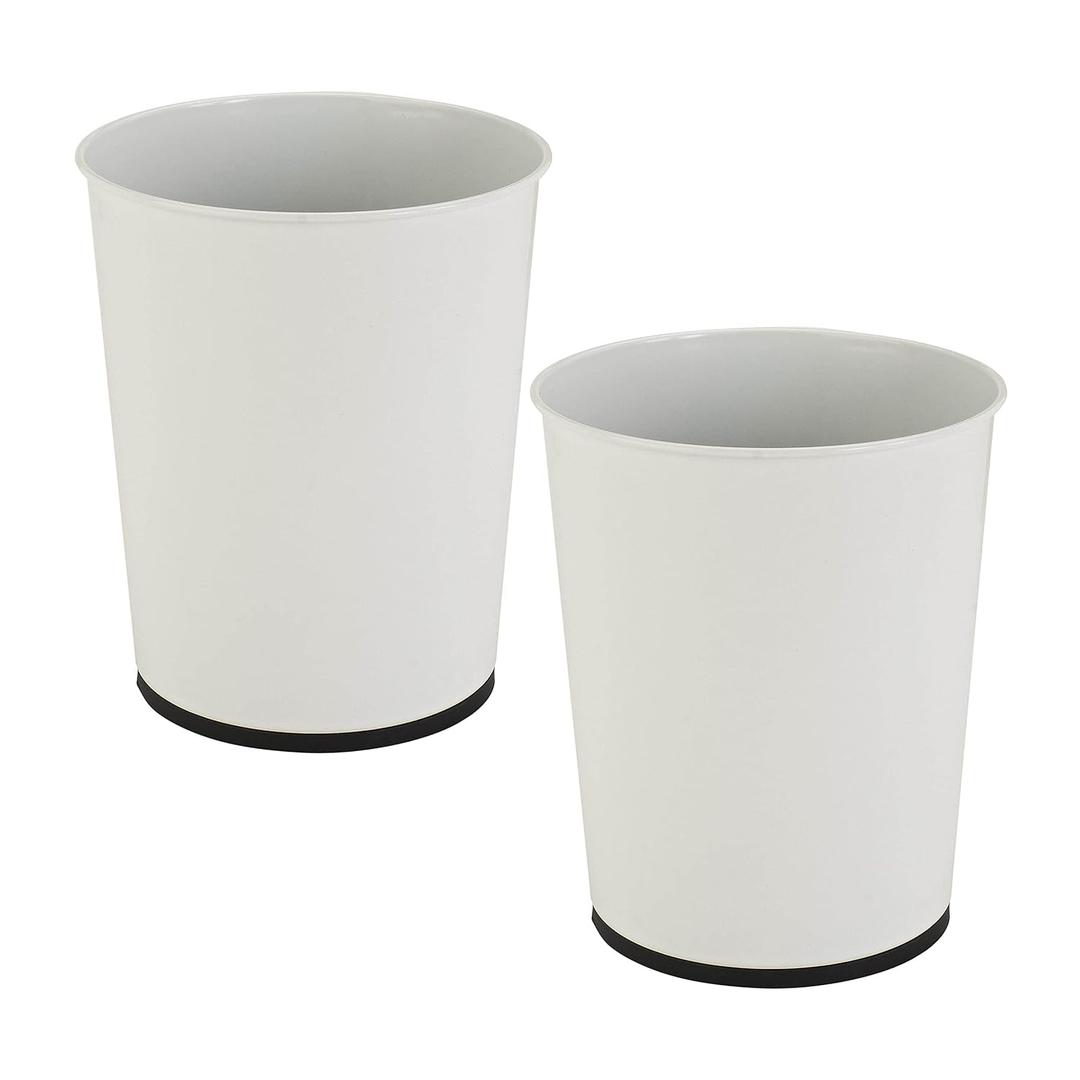 Bath Bliss 5 Liter Small Wastebasket | 2 Pack | Round Open Top | Trash Can | Bathroom | Bedroom | Kitchen | Office | Dorm | Disposal Waste Bin | Garbage | White