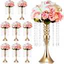 Unittype 8 Pcs Wedding Centerpieces for Tables 13 Inch Tall, Crystal Flower Stand Floral Vases for Tabletop Flower Arrangement Stand Valentines Gift Baptism Christmas Party Decor (Gold)