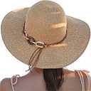 Beach Sun Hats for Women - Wide Brim Straw Womens Summer Hat with Wind Lanyard Roll Up, Foldable Beach Hat UV Protection