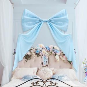 Big Bow Decor 39 x 72 Inch Giant Bow Wall Decor for Room Backdrop Large Ribbon Tie for Coquette Party Birthday Baby Shower Wedding Halloween Christmas Party Supplies, (Blue, Polyester)