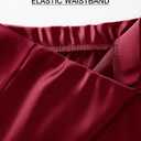 BTFBM 2025 Womens Summer Fall Long Satin Skirt Silk Elegant High Waist Cocktail Party Wedding Flowy A-Line Midi Skirts (Red, L)