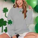 St Patricks Day Sweatshirt Women St Patricks Day Shirt Funny Shamrock Sweater Irish Lucky Long Sleeve Pullover Tops (L)