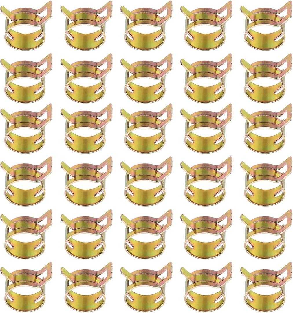 PATIKIL Spring Band Hose Pipe Clamps for 17-19.5 mm OD Hose, 30 Pack Silicone Vacuum Constant Tension Band Clips for Fuel Line Silicone Air Hose Tube Water Pipe, Gold