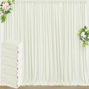 50 ft x 10 ft Wrinkle Free Ivory Backdrop Curtain for Wedding Parties, Fabric Ivory Photo Backdrop Drapes 10 Panels 5x10ft for Baby Shower Photoshoot Engagement Birthday Party Photography Background