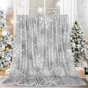 JarThenaAMCS Winter Fuzzy Blanket 60 x 50 Inch Christmas Grey White Snowflake Throw Blanket for Holiday Home Chair Sofa Couch Bed